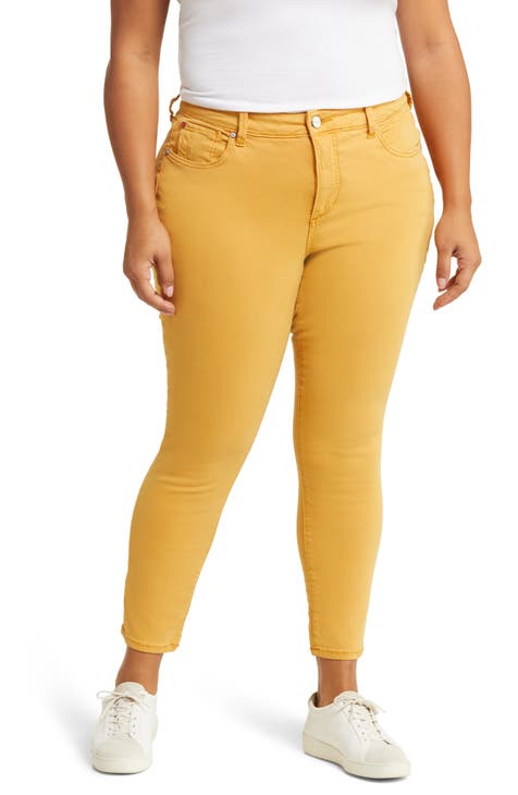 Standards & Practices Plus Size Women's Dark Mustard High Waist Stretch  Crepe Pants