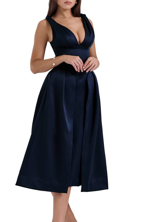 House Of Cb Paloma Plunge Neck Sleeveless Midi Dress In Parisian Night