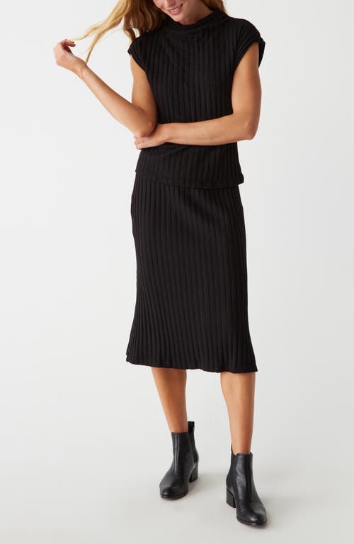 Shop Michael Stars Shania Rib Midi Skirt In Black