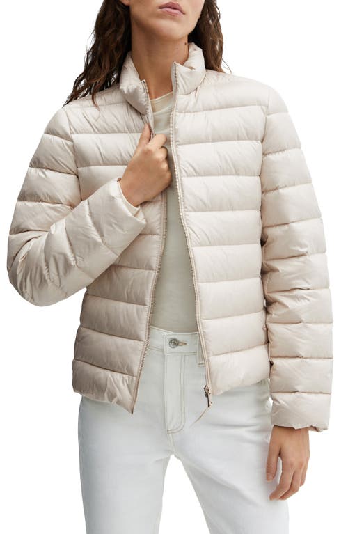 MANGO Water Repellent Down Puffer Jacket Beige at Nordstrom,