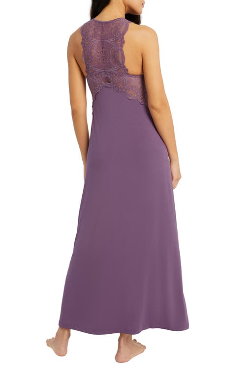 Shop Fleur't Belle Époque Lace Trim Knit Nightgown In Iris