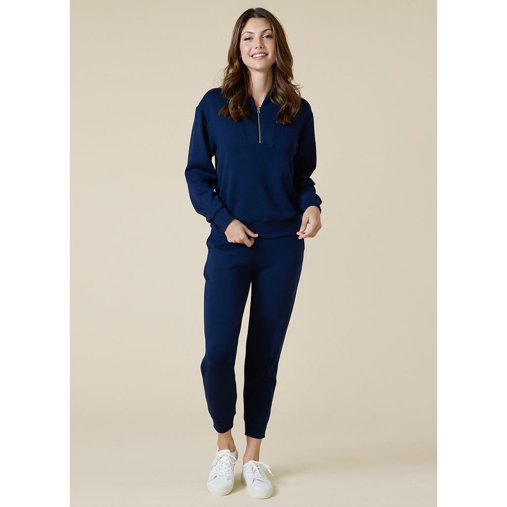 Softies Athleisure Dreamtech 1/4 Zip Jogger Set In Midnight