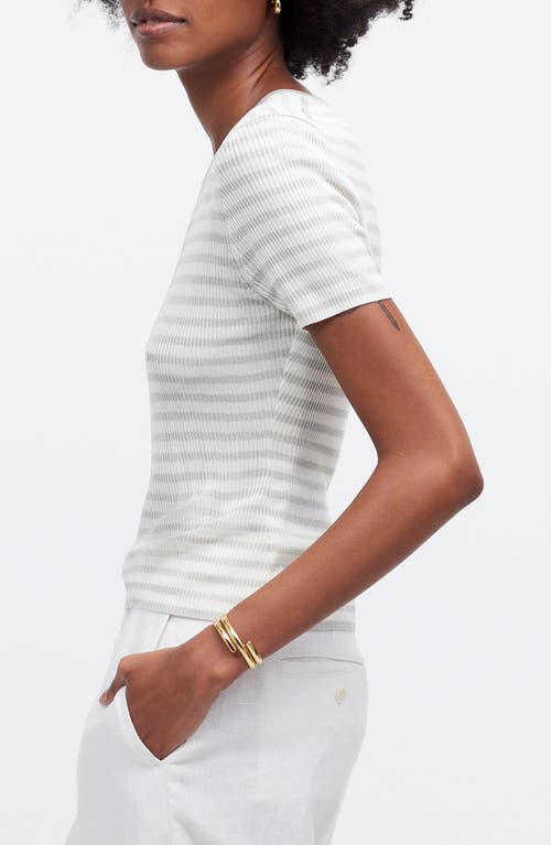 Shop Madewell Stripe Microrib Sweater T-shirt In Monument