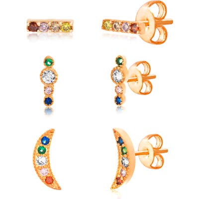 Lesa Michele Rainbow Cubic Zirconia Set Of 3 Earrings