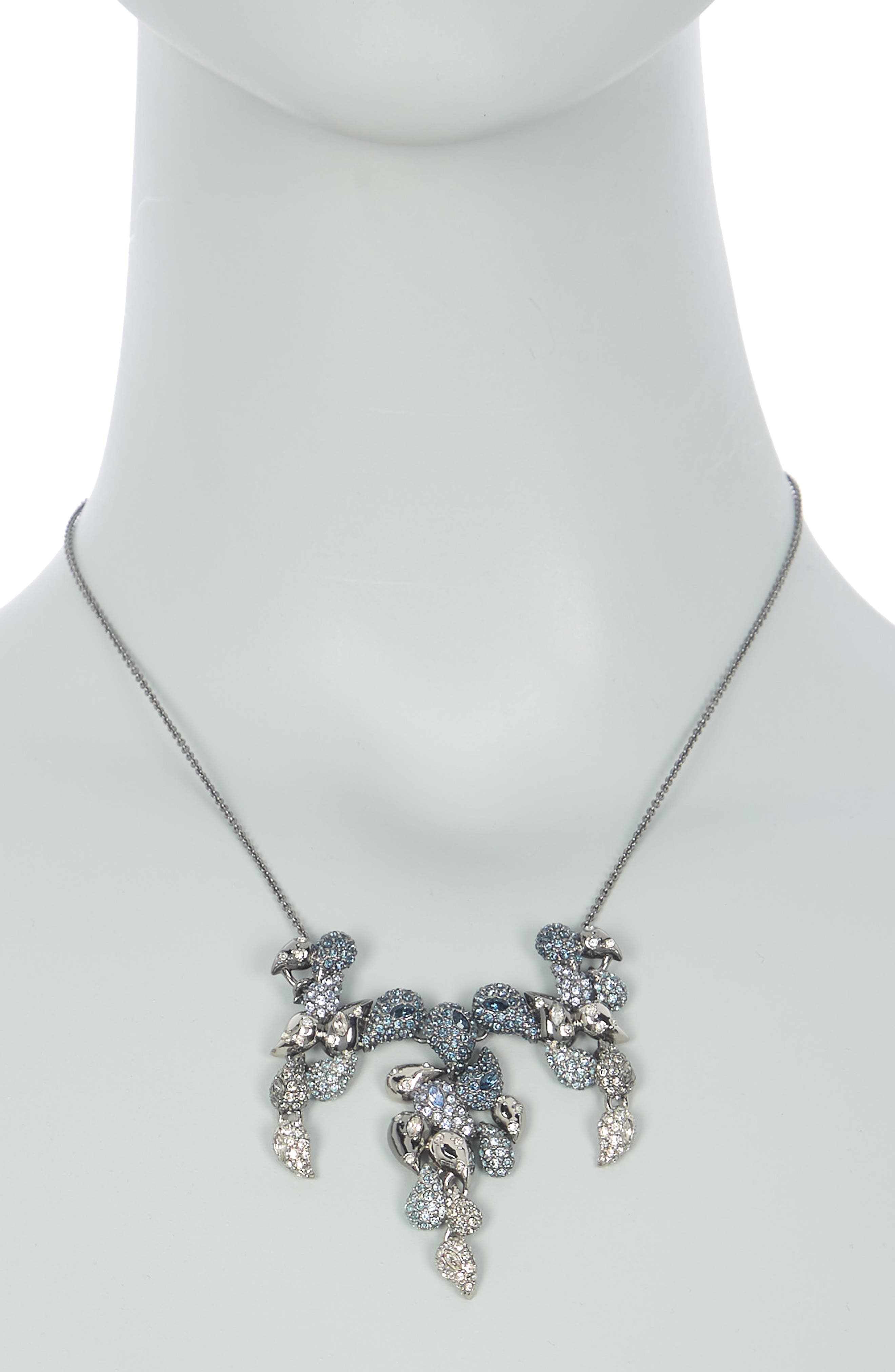Alexis Bittar Crystal Ombre Paisley Articulated Bib Necklace In Ruthenium