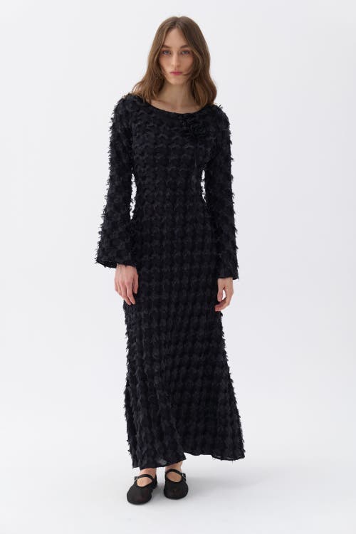 Shop Nocturne Backless Long Sleeve Maxi Dress In Black