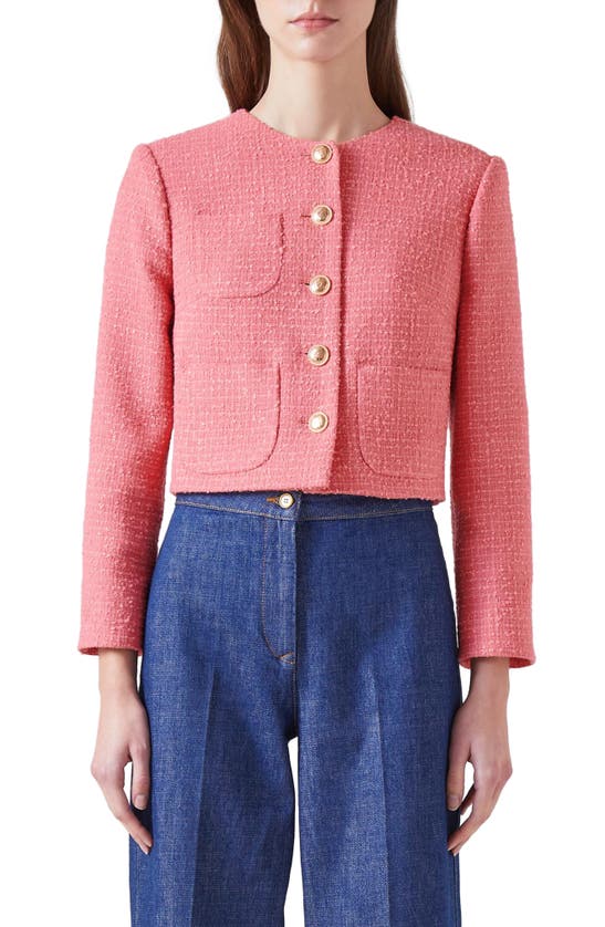 Shop Lk Bennett Allie Tweed Jacket In Blush
