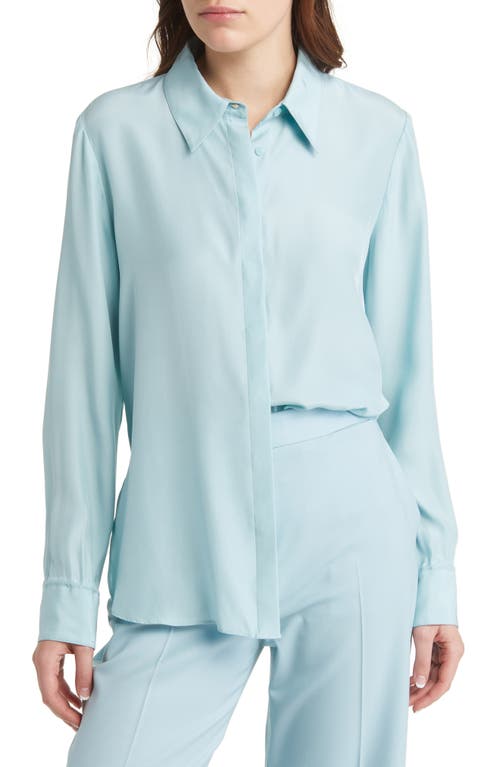 ARGENT Silk Charmeuse Blouse in Dusty Blue