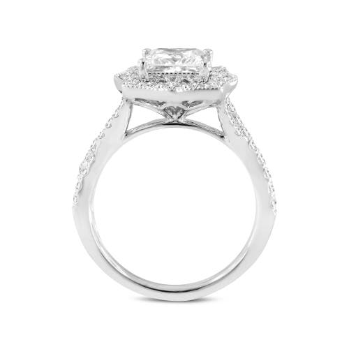 LUVMYJEWELRY LUVMYJEWELRY MILENA 14K WHITE GOLD PRINCESS CUT LAB GROWN DIAMOND HALO ENGAGEMENT RING 