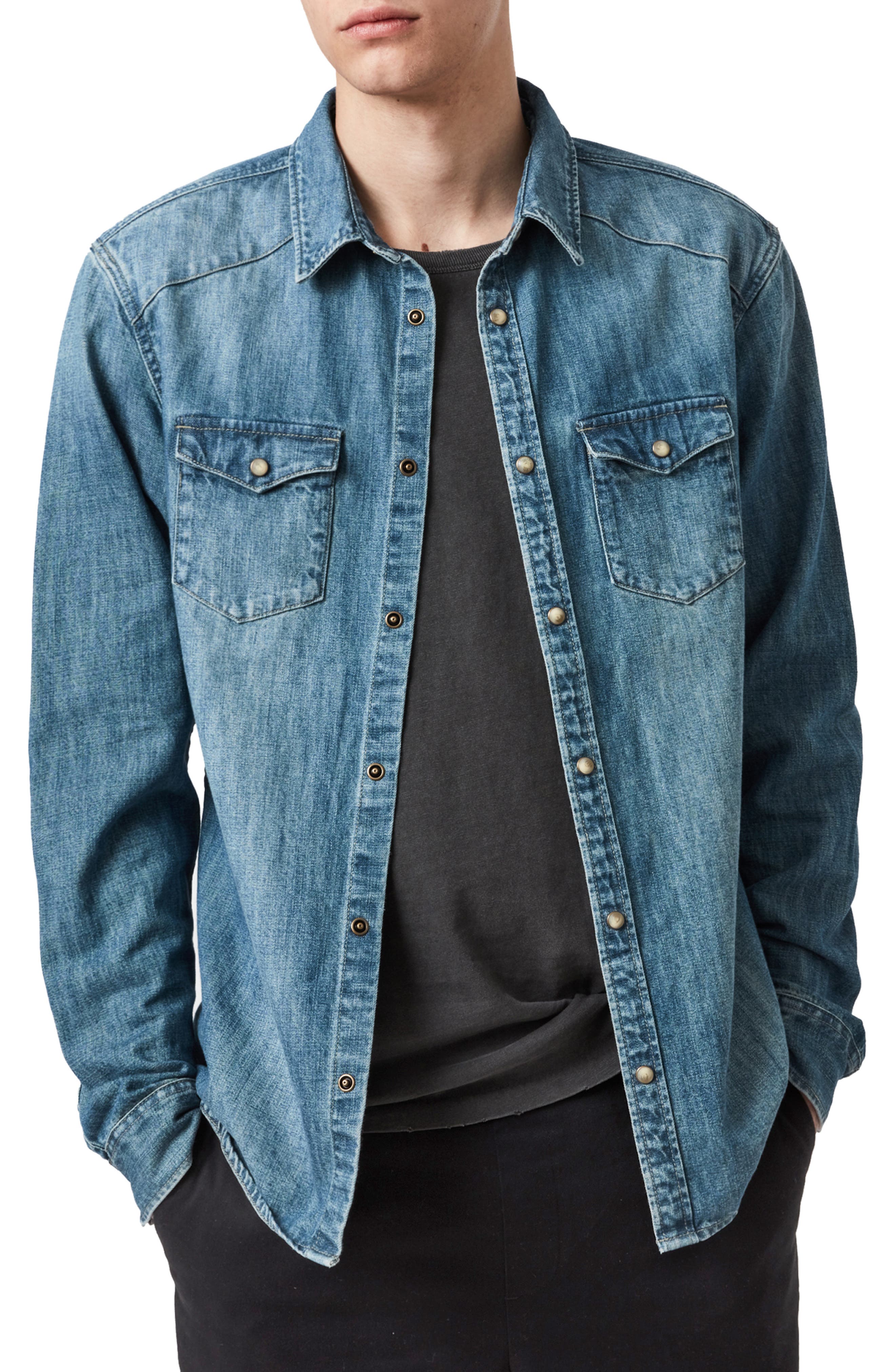 Allsaints Mens Dark Indigo Denning 
