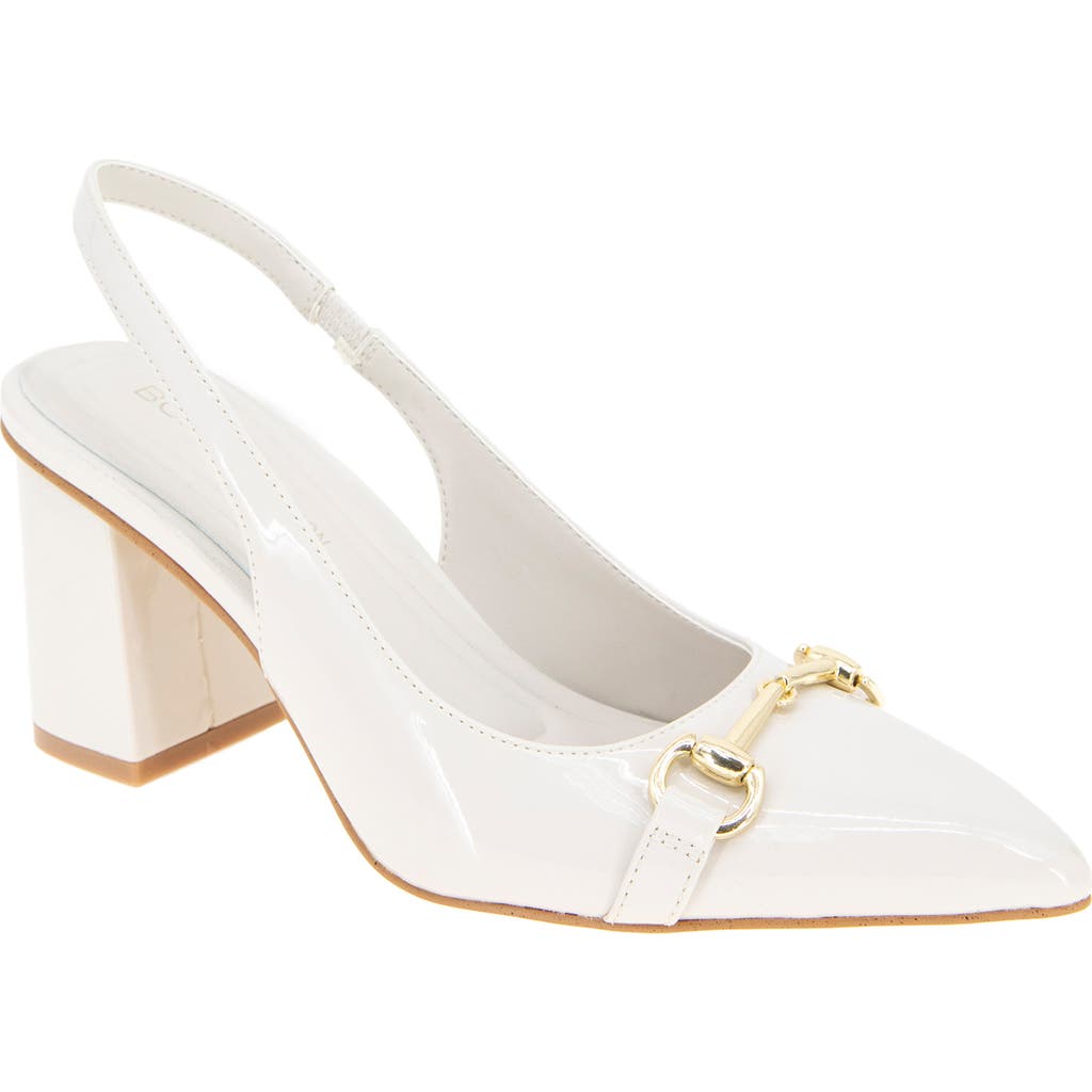Bcbgeneration Women's Glastin Chain Trim Block Heel Pumps In Rainy Day Patent