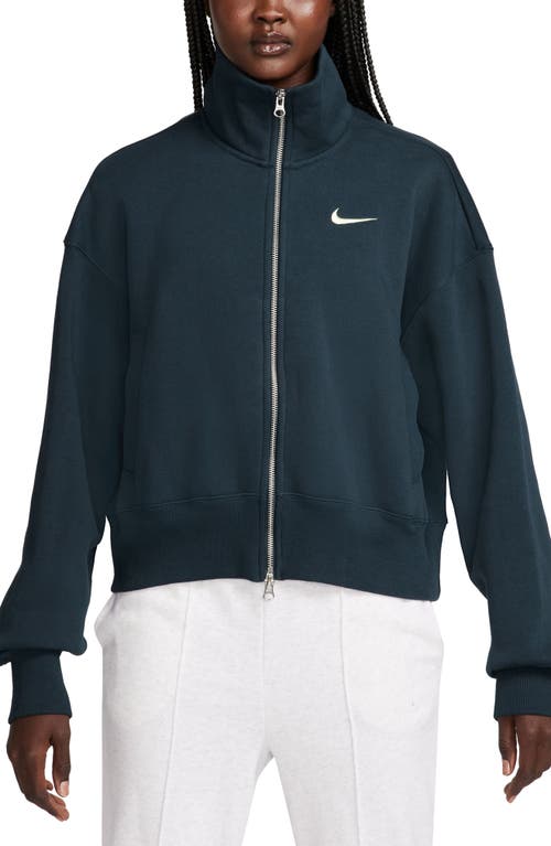 Shop Nike Sportswear Phoenix Fleece Oversize Track Jacket In Armory Navy/sail