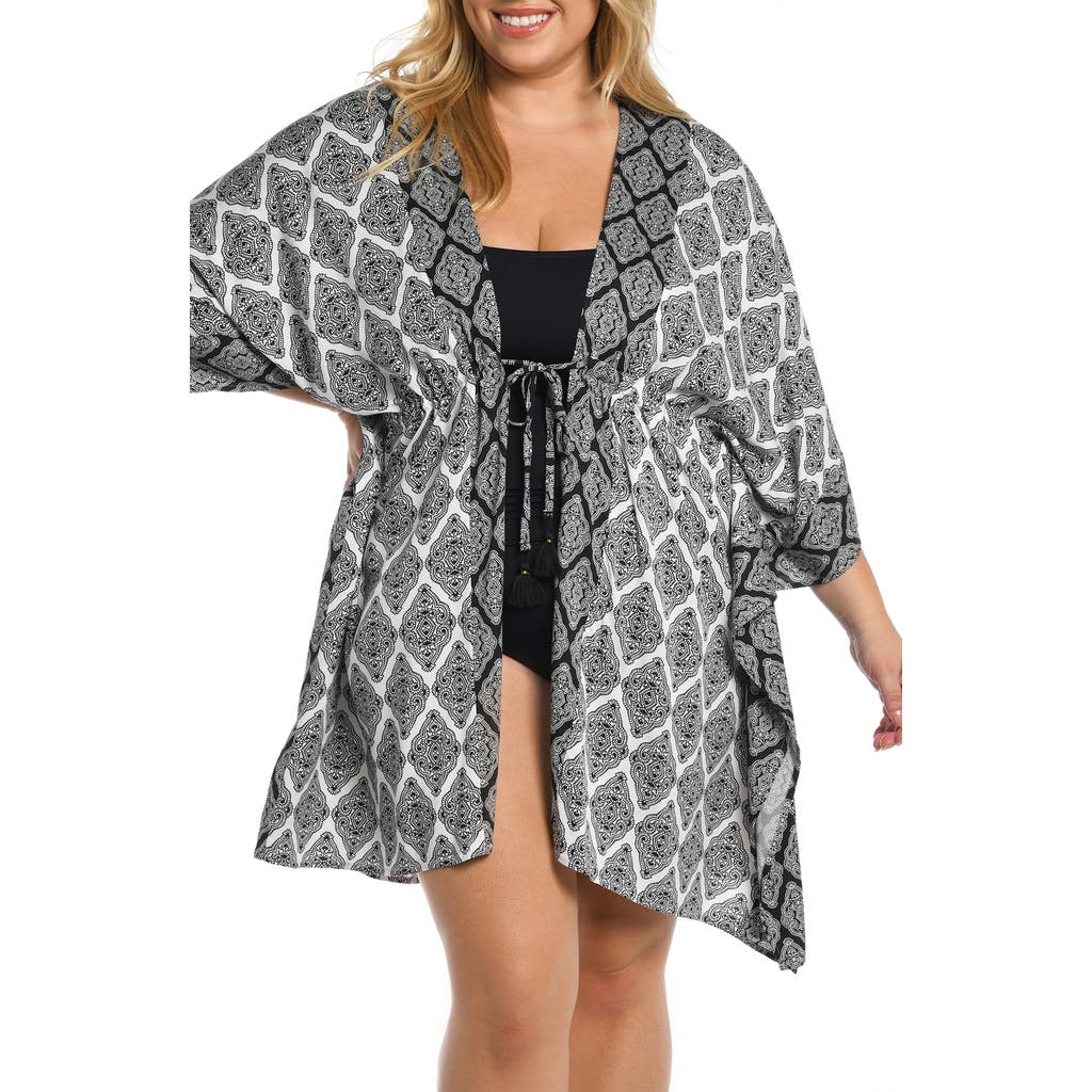 La Blanca Oasis Front Tie Cover-up In Black/white