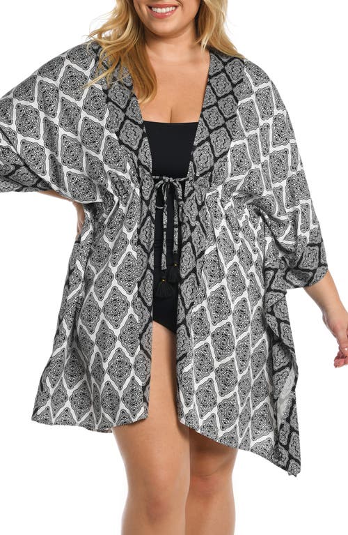 Shop La Blanca Oasis Front Tie Cover-up In Black/white