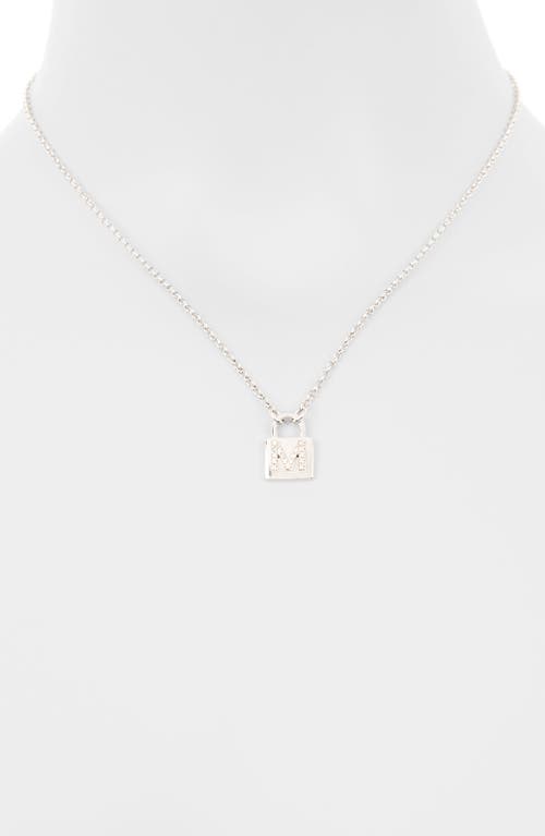 Meshmerise Diamond Padlock Initial Pendant Necklace In White-m