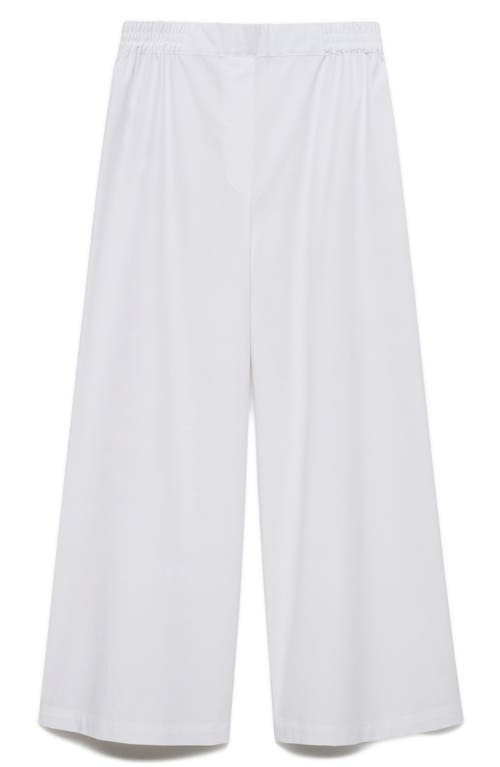 Mango Ankle Wide Leg Cotton Pants In White