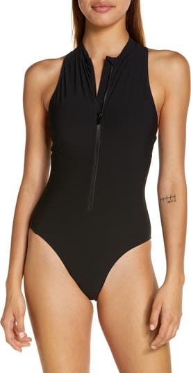 Vista High Neck Zip-Up One-Piece Swimsuit