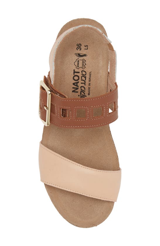 Shop Naot Dynasty Wedge Sandal In Pale Blush/ Caramel/ Gold