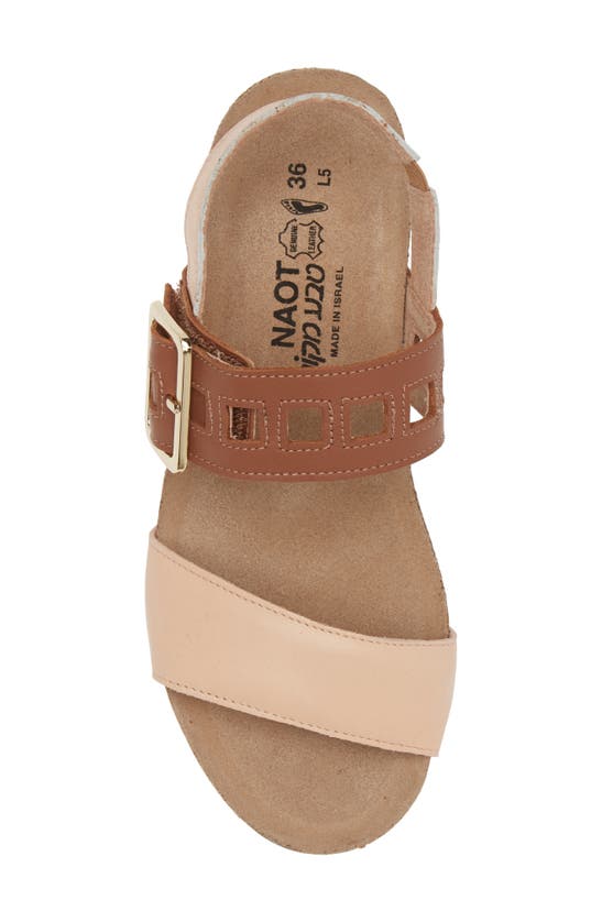 Naot Dynasty Wedge Sandal In Pale Blush/ Caramel/ Gold