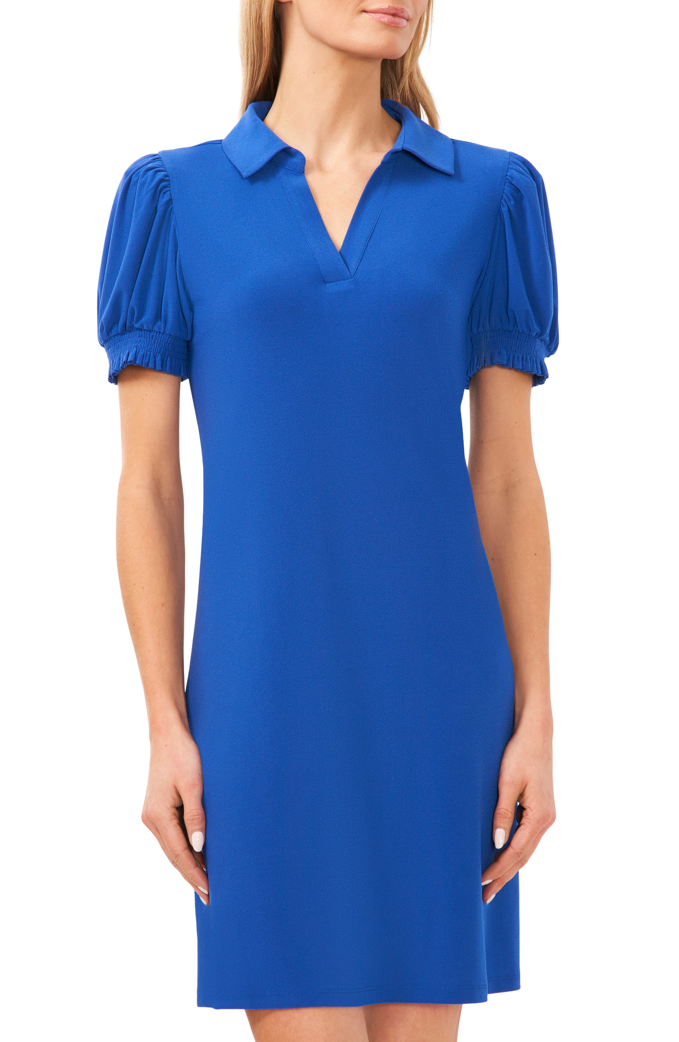 CeCe Knit Polo Minidress in Deep Royal Blue | Smart Closet