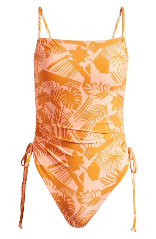 Volcom Blocked Out Floral Ruched One-Piece Swimsuit Reef Pink at Nordstrom,