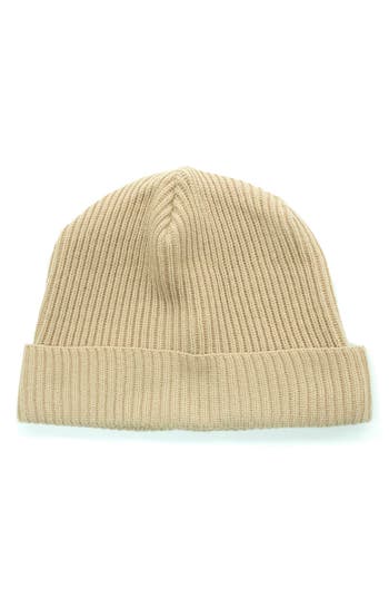 Portolano Merino Wool Rib Cuff Beanie In Camel