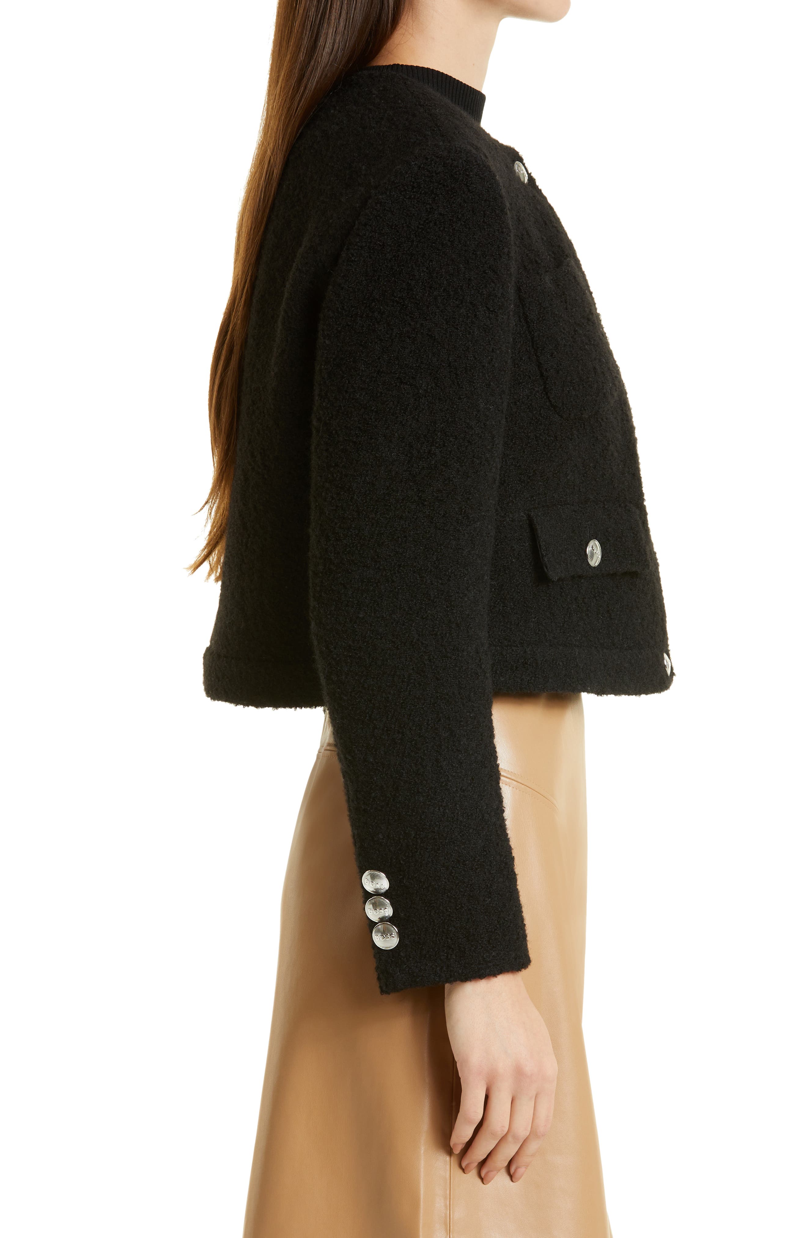 BOSS Janoa Crop Cotton & Wool Blend Jacket Nordstrom