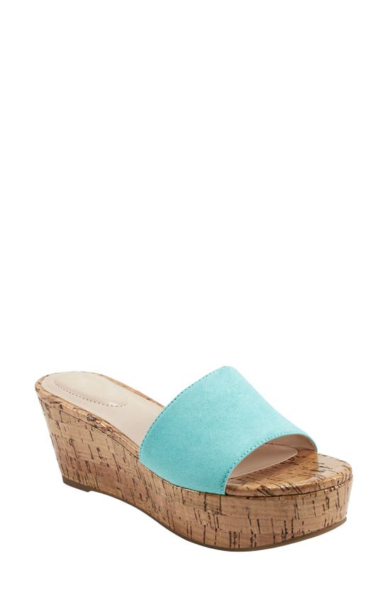 Bandolino Kennie Platform Wedge Sandal In Light Blue Green