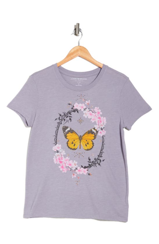Shop Lucky Brand Butterfly Graphic T-shirt In Minimal Gray