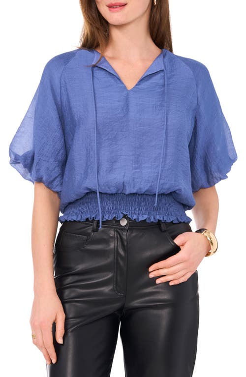 Shop Vince Camuto Bubble Sleeve Smock Waist Top In Vintage Blue