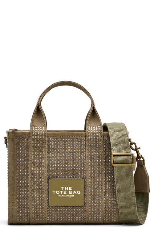Shop Marc Jacobs The Small Denim Tote In Slate Green Crystal