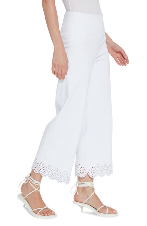 Lyssé Cropped Eyelet Embroidered Wide Leg Jeans In White