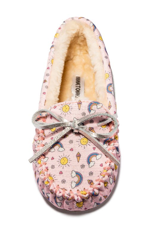 Minnetonka Kids' Print Slipper In Pink Summer