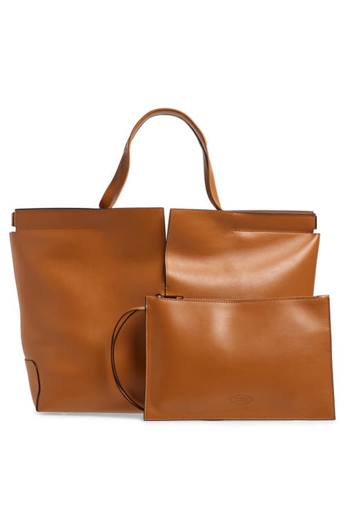 Shop Tod's Di Bag Folio Leather Shopper In Cuoio