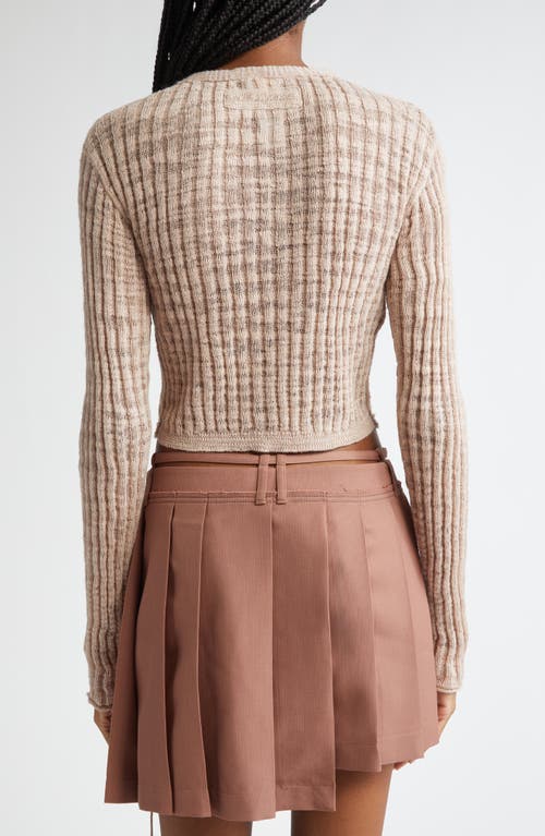 Shop Acne Studios Kiko Rib Linen Blend Cardigan In Dusty Pink