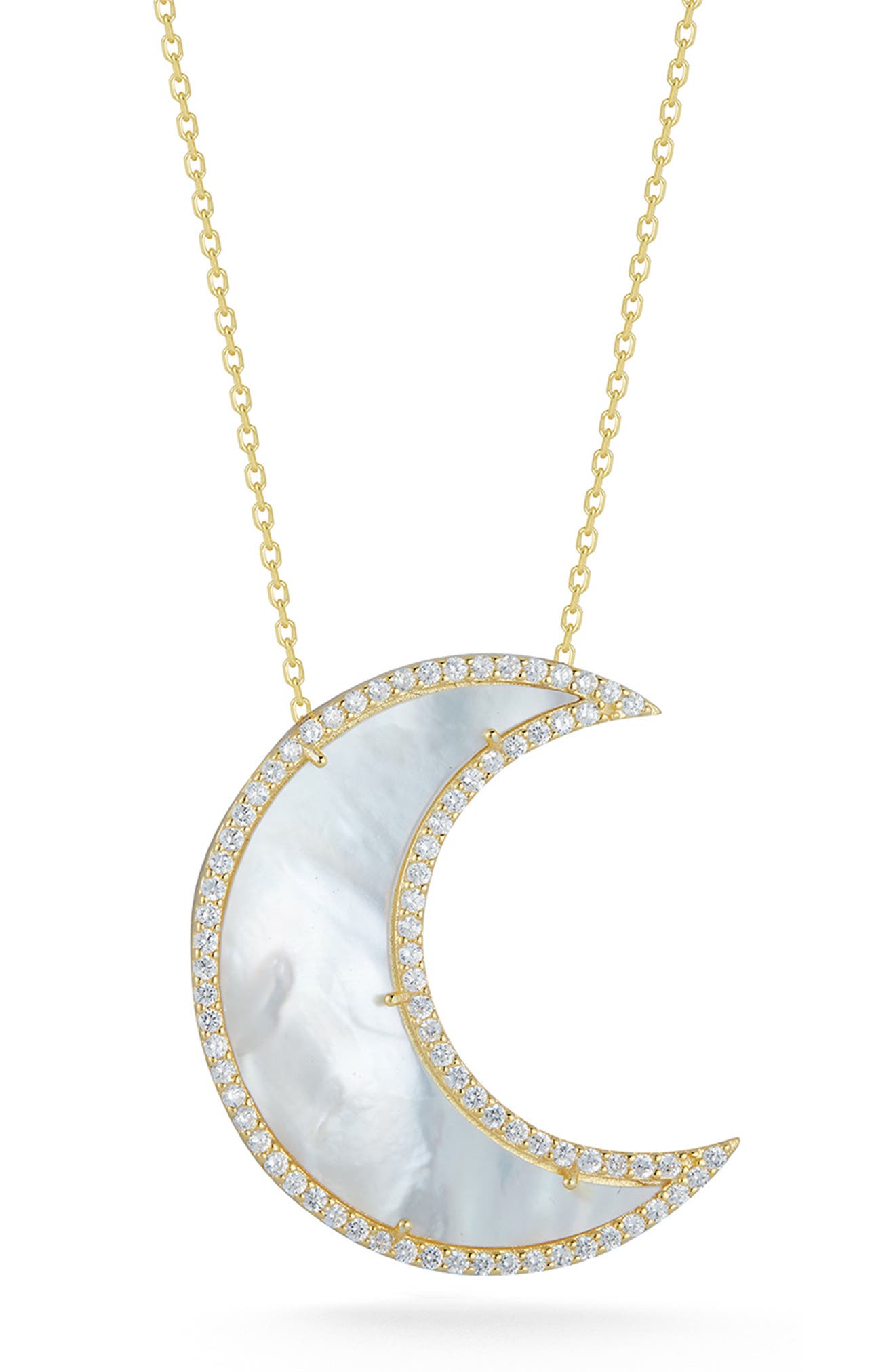 mother of pearl crescent moon necklace