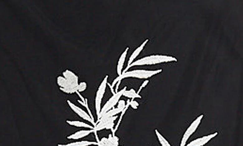 Maggy London Floral Appliqué Detail Mesh Gown In Black/ Silver