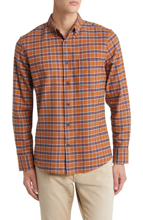 Tech-Smart Trim Fit Plaid Flannel Button-Down Shirt