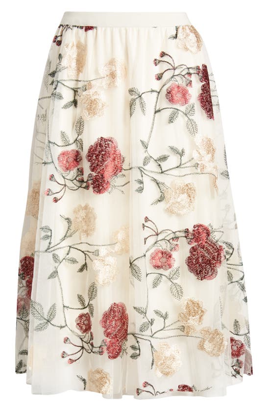 Shop Nikki Lund Virginia Floral Midi Skirt In Ivory