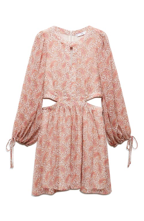 Shop Mango Paisley Long Sleeve Dress In Pastel Pink