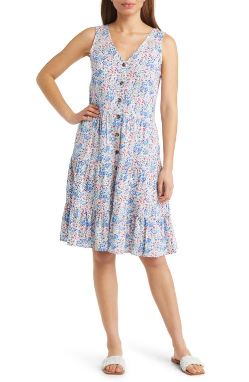 caslon(r) Floral Sleeveless Dress in Blue Floral