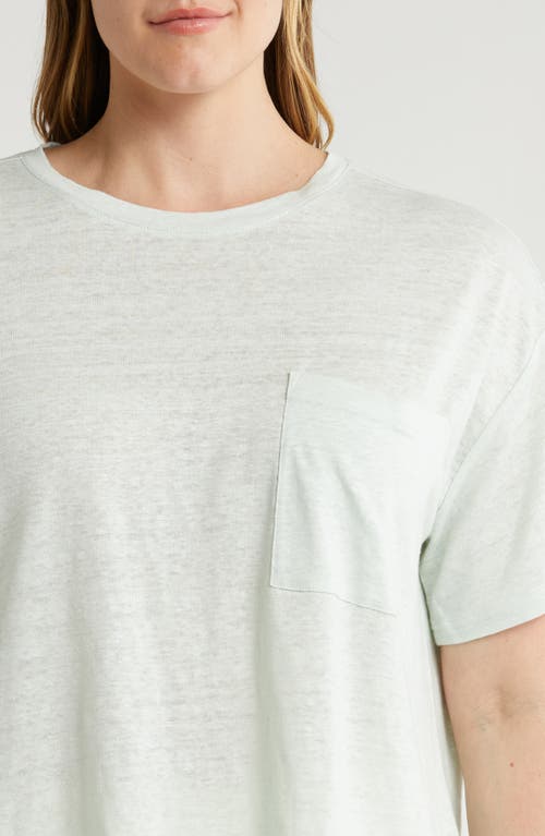 Shop Nordstrom Boxy Linen Pocket T-shirt In Teal Chalk