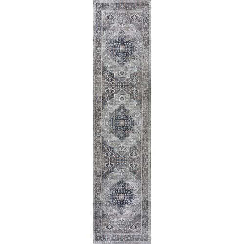 Jonathan Y Alacati Ogee Medallion Machine-washable Area Rug In Dark Gray/light Gray