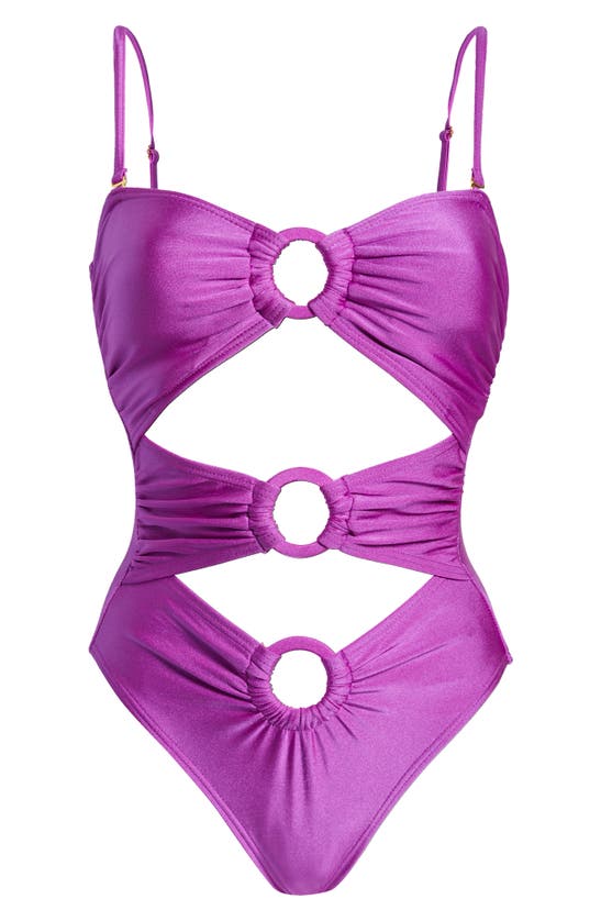Shop Villa Fresca Bliss Ring Cutout One-piece Swimsuit In Shinny Berry