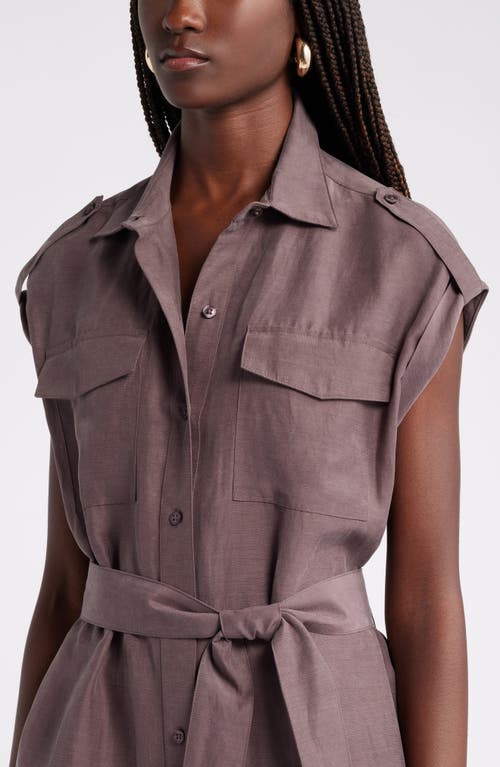 Shop Nordstrom Belted Utility Shirtdress In Grey Plum