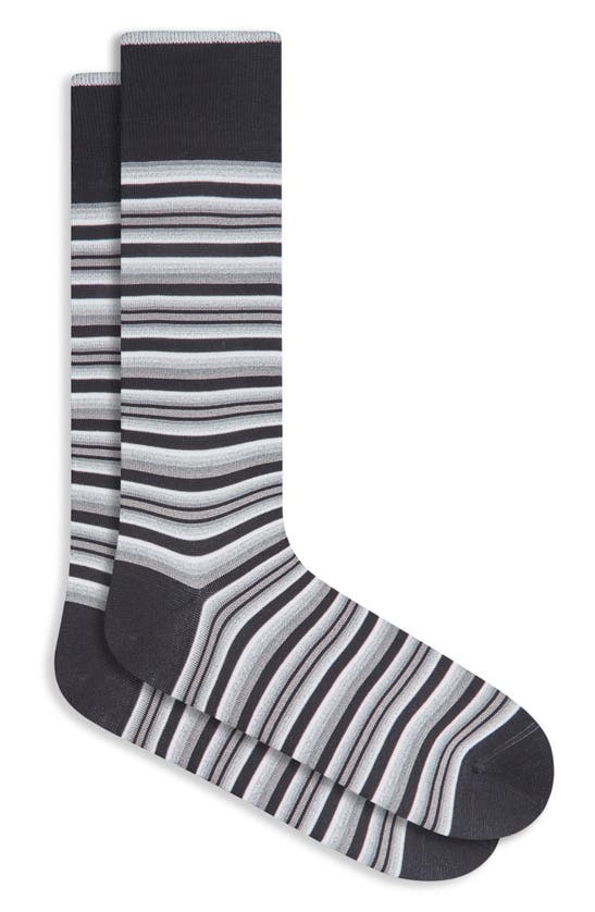 Shop Bugatchi Stripe Dress Socks In Black