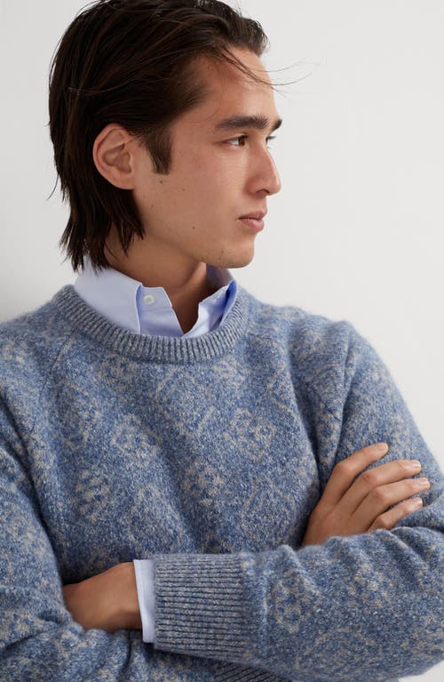 Shop Brunello Cucinelli Jacquard Sweater In Azure