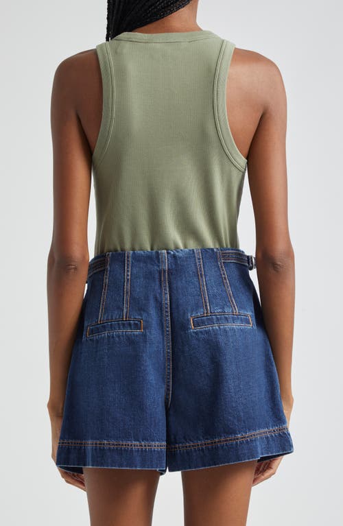 Shop Veronica Beard Jordyn Cotton Rib Crop Tank Top In Sage