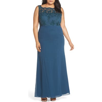 Plus Size Chi Chi London Embroidered Gown, Green