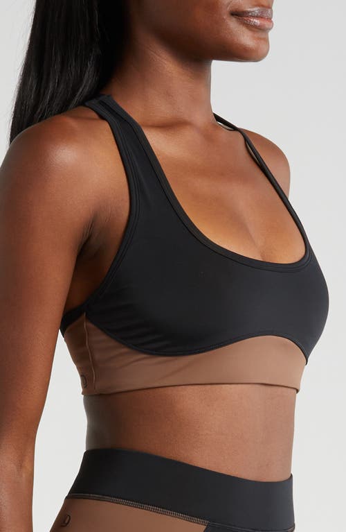 Shop Daughter Lessons Heartbreaker Colorblock Stretch Nylon Sports Bra In Black